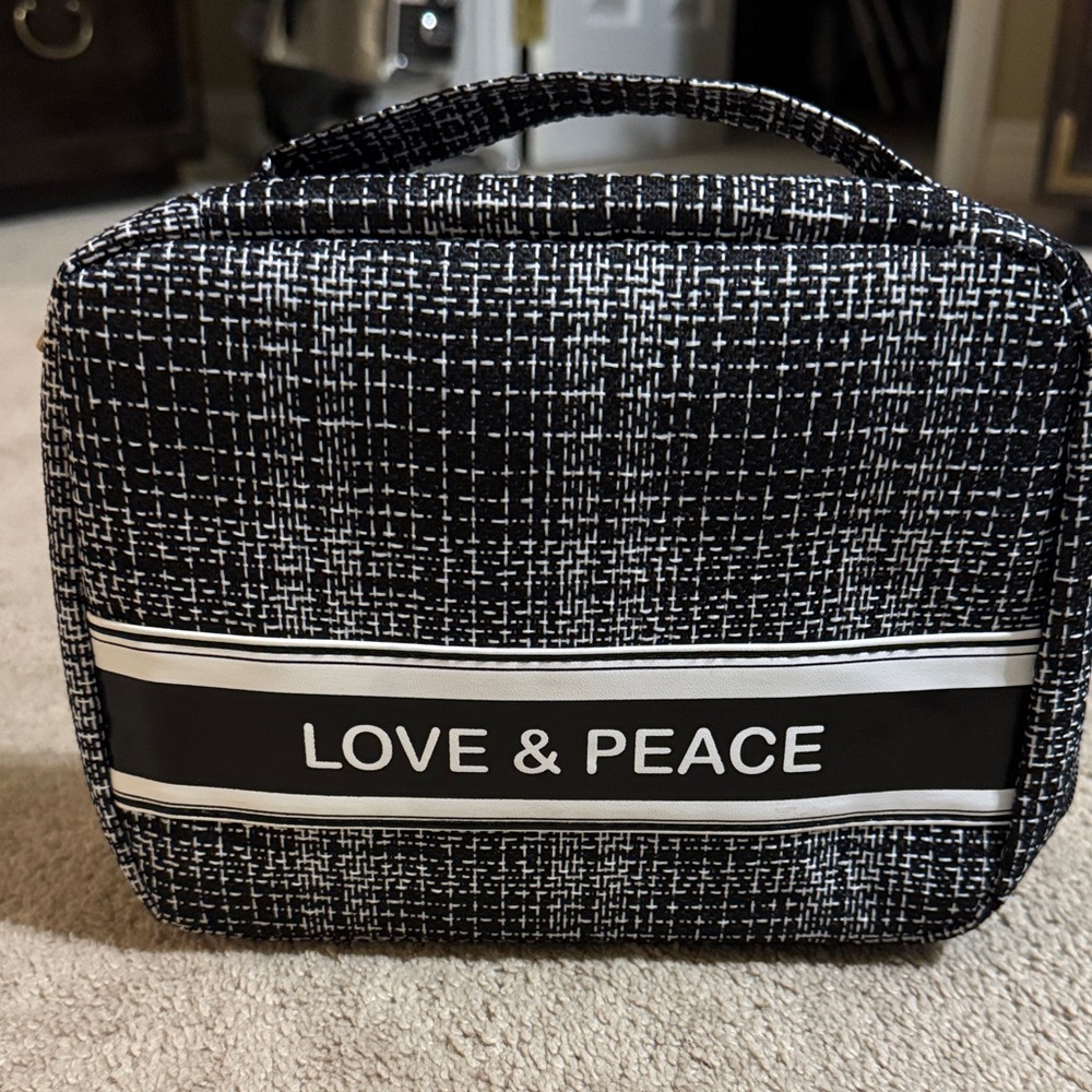 Love & Peace Black and White Cosmetic Bag